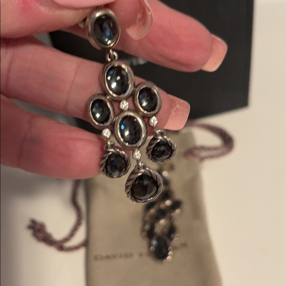 David Yurman hematite / diamond chandelier earrings